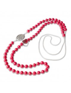 sautoir chapelet collier argent perles jade rouge