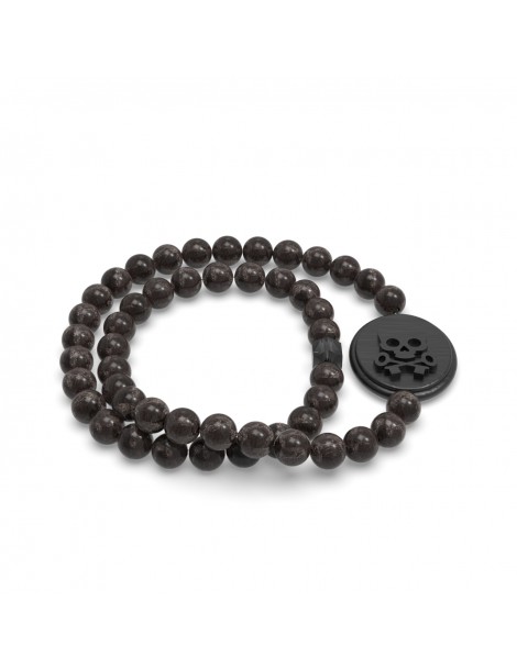 bracelet camée acier damascus  et perles obsidienne