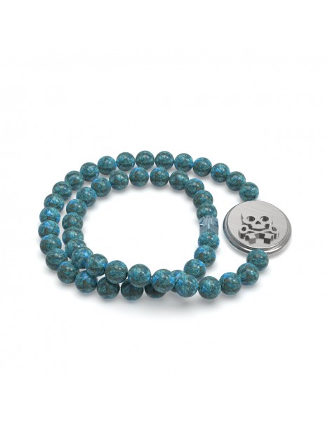 bracelet camée acier 316  et perles apatite bleues