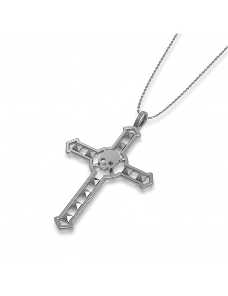 pendentif collier croix rédemption camen rhodié noir