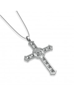 pendentif collier croix rédemption camen rhodié noir