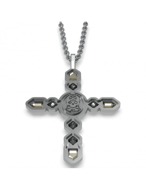 collier croix camen rhodium noir et cristaux Swarovski
