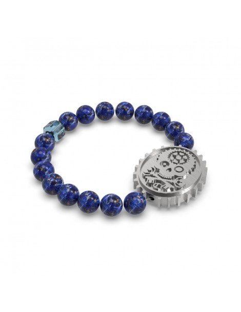 bracelet camée acier 316 et perles sodalite