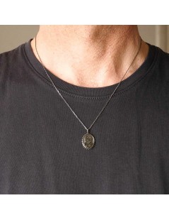 pendentif collier médaille camen base laiton plaqué rhodium noir