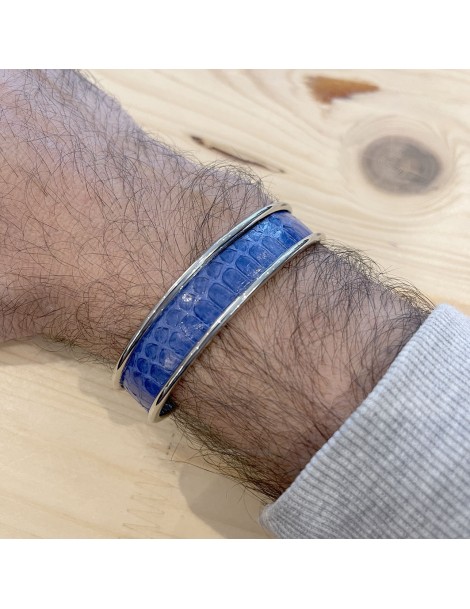 Bracelet Manchette avec empiècement serpent bleu