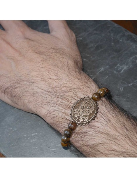 bracelet camée bronze et perles bronzite